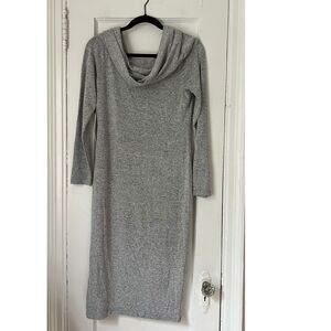 Nine Britton Sweater Dress Size S Merino Wool Blend Cowl Neck Long Sleeve Gray